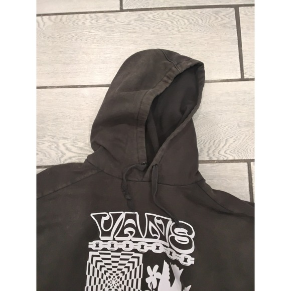 Vans Graphic Hoodie Sweatshirt Black Yin Yang Checkerboard Print Long Sleeve -S - Picture 4 of 6